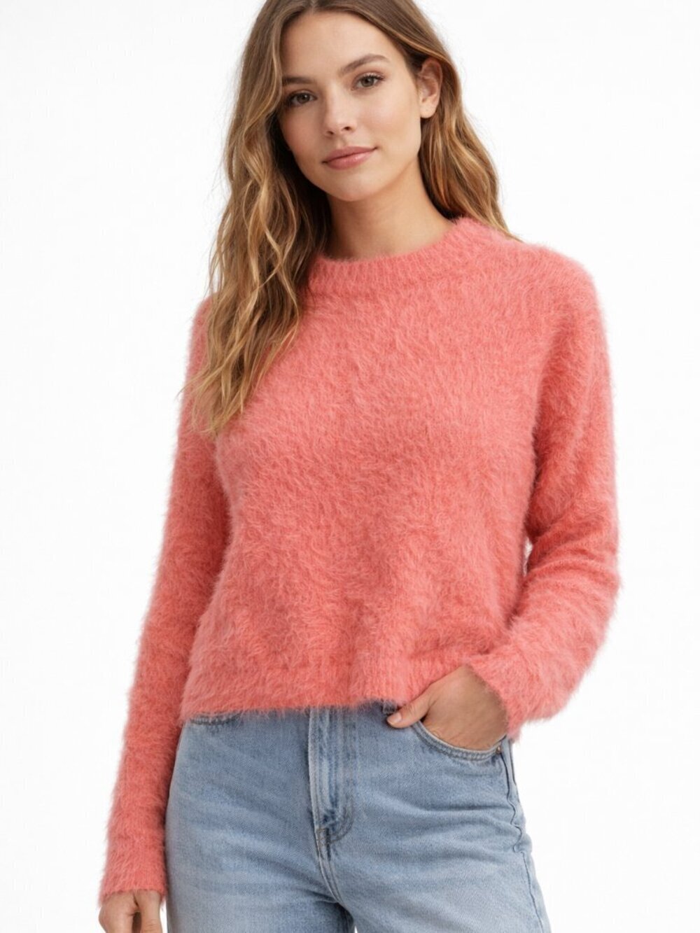 H&M Fuzzy Knit Sweater – Peach | Size M (EU 40) | Like New